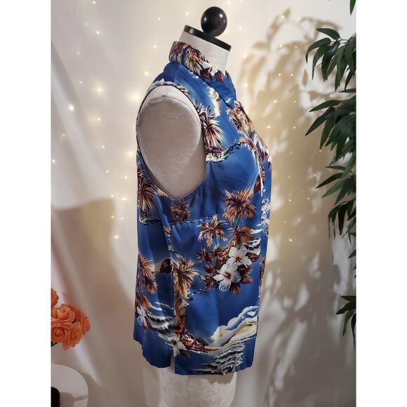 Vtg 90s Hilo Hattie Hawaiian Original Floral Button Sleeveless Top Womens Size M - Picture 4 of 9